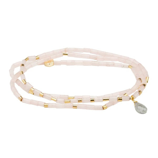 Scout Teardrop Stone Wrap Collection - Rose Quartz, Labradorite & Gold