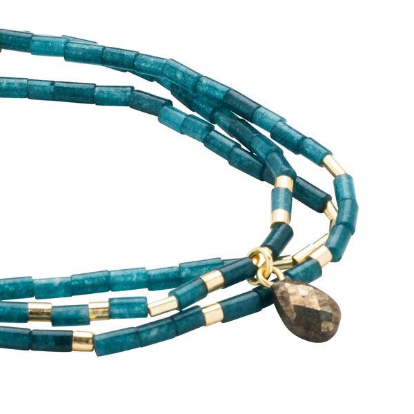 Scout Teardrop Stone Wrap Collection - Teal Jade, Pyrite & Gold
